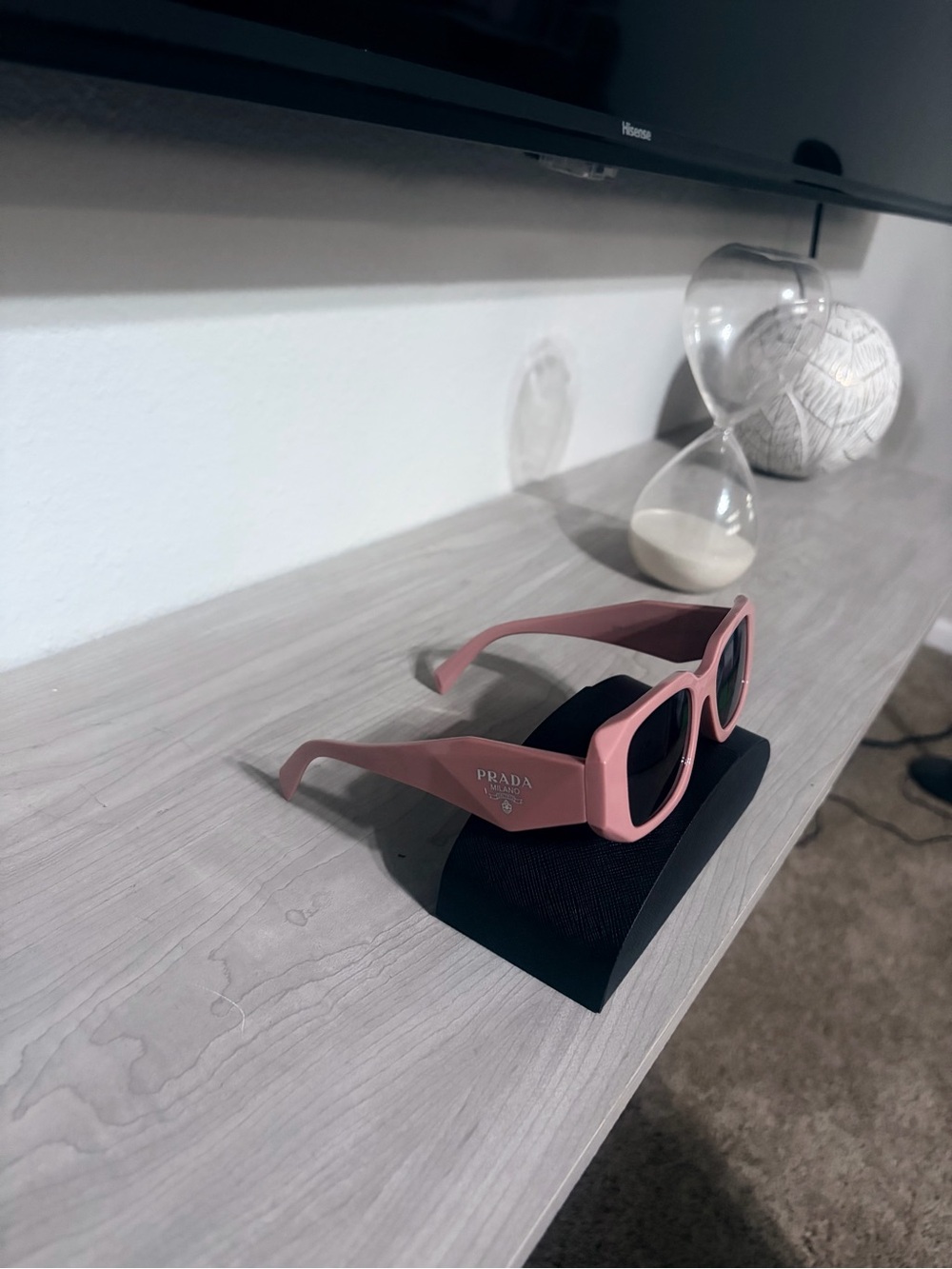 Prada Pink Rectangular Frame Sunglasses - Women's Designer Shades